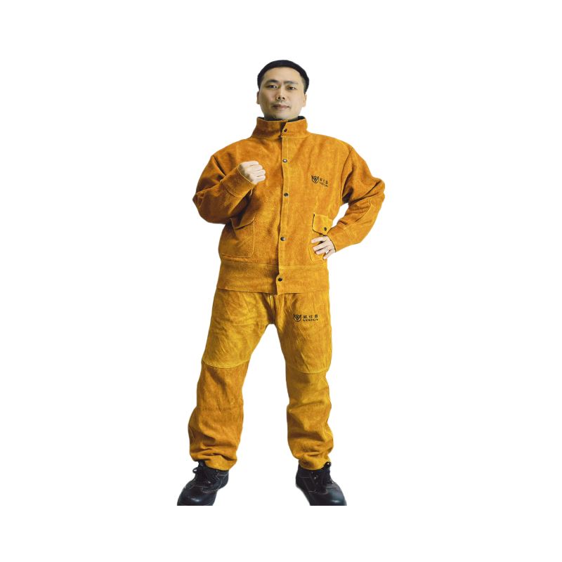 W-9600 金黄色牛皮全皮焊工裤 L-XXL